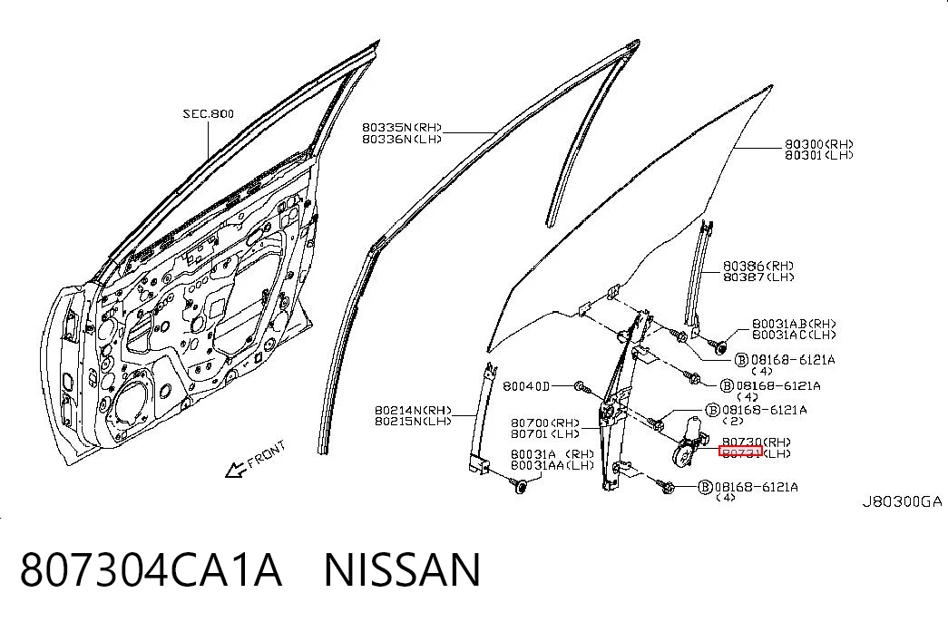 807304CA1A Nissan/Infiniti Мотор склопідйомника водійських дверей