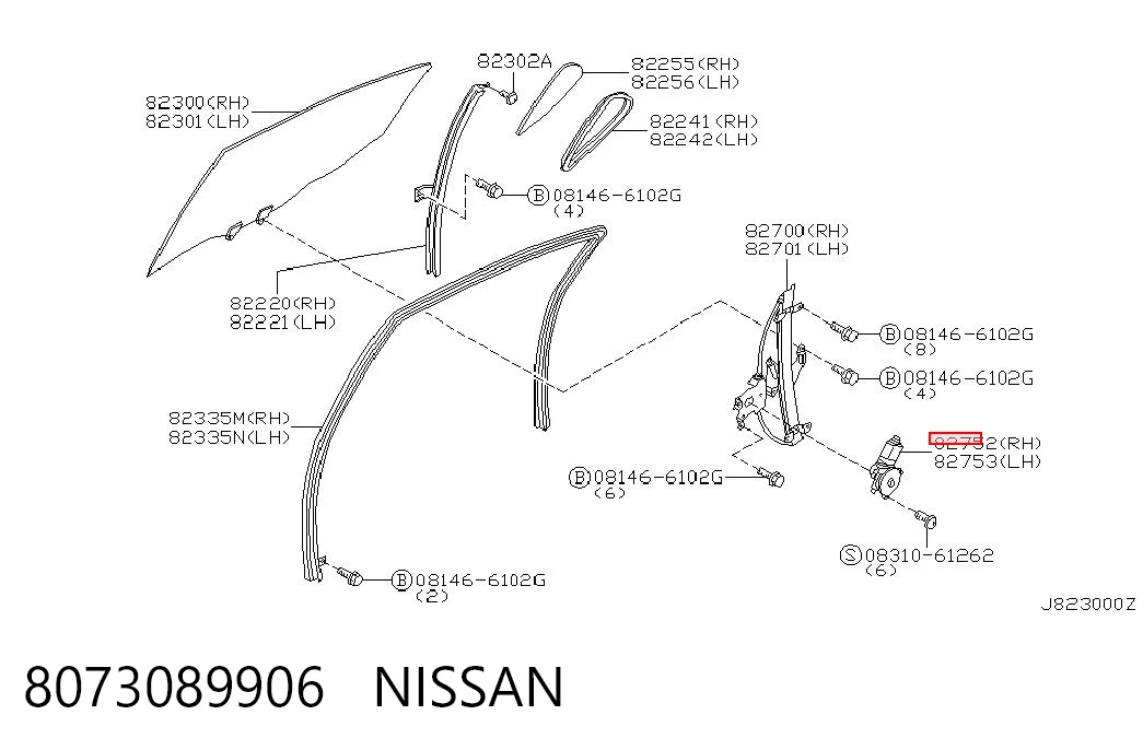 8073089906 Nissan/Infiniti Мотор склопідйомника дверей передніх, правих