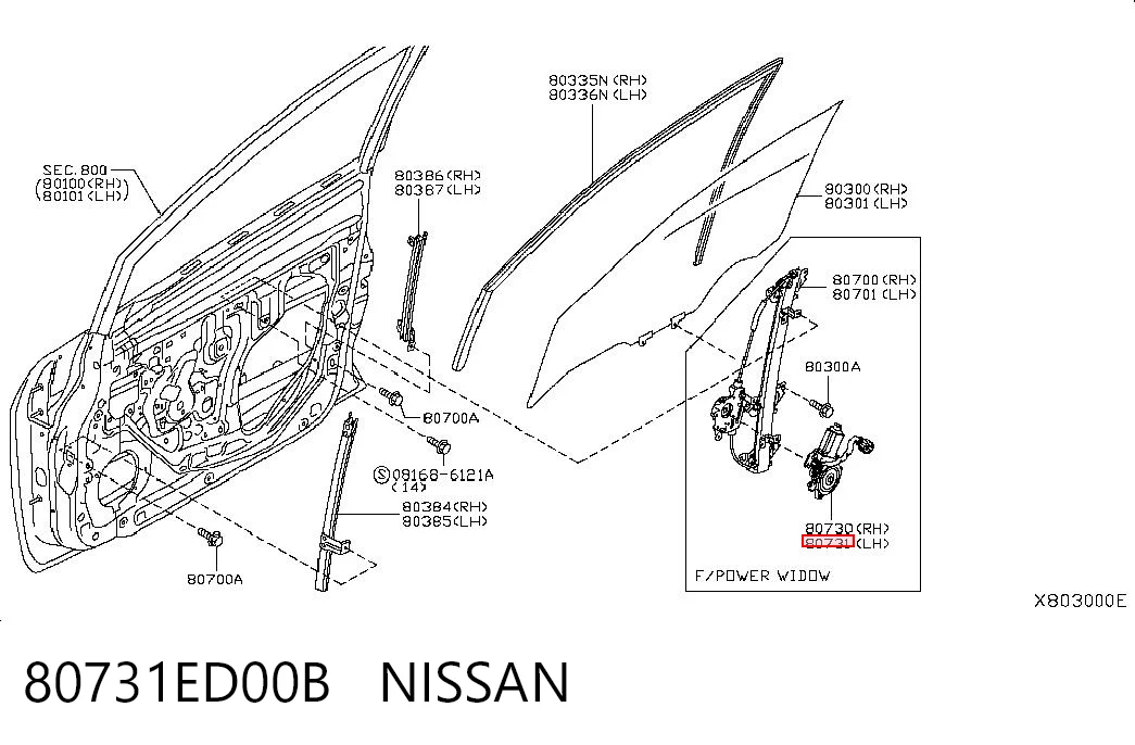 80731ED00B Nissan/Infiniti Мотор склопідйомника водійських дверей