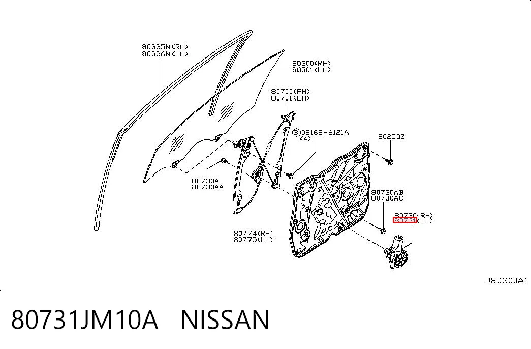 80731JM10A Nissan/Infiniti Мотор склопідйомника водійських дверей