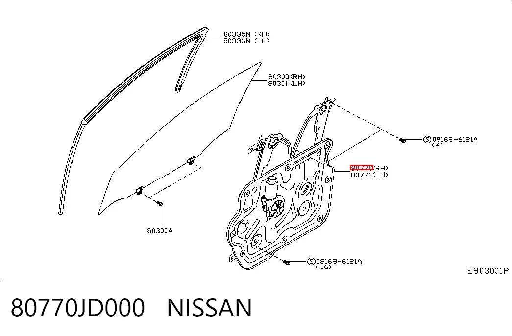 Склопідйомник (механізм переміщення скла) на Nissan Qashqai +2 I J10