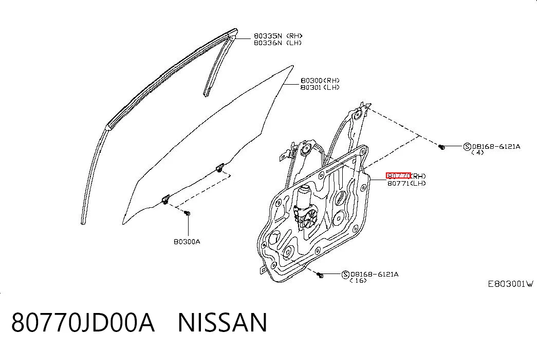 Механізм склопідіймача дверей передніх, правих Nissan Qashqai I позашляховик (J10) (2006 - 2013) ціна, від 26.79 USD