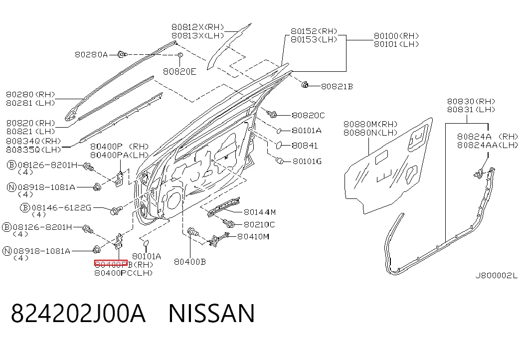 824202J00A Nissan/Infiniti Петля передніх дверей, лівою