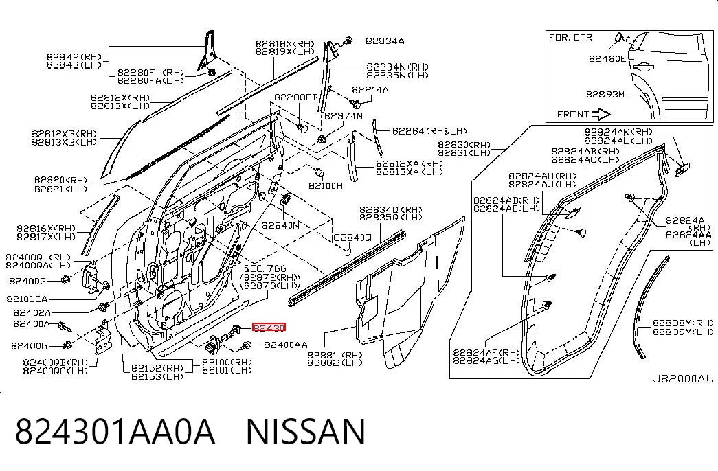 824301AA0A Nissan/Infiniti Обмежувач відкриття дверей, задній