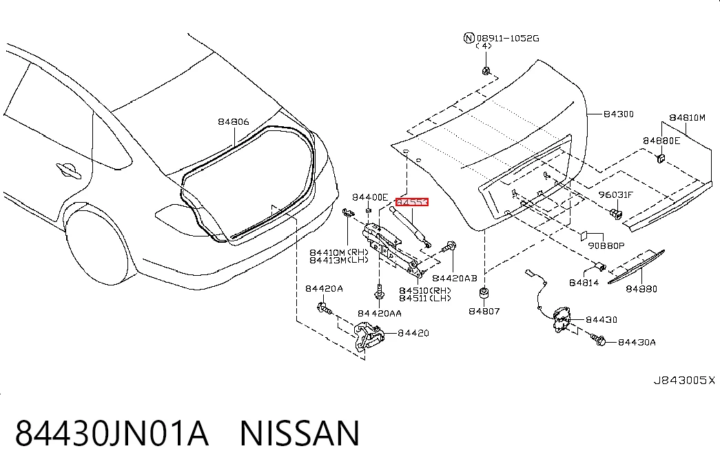 Амортизатор кришки багажника / двері 3/5-ї задньої на Nissan Teana  J32