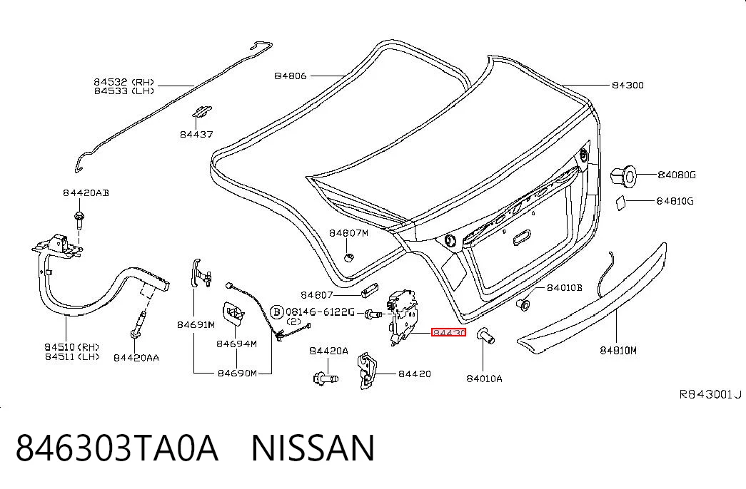Замок п'ятих дверей на Nissan Altima L33 