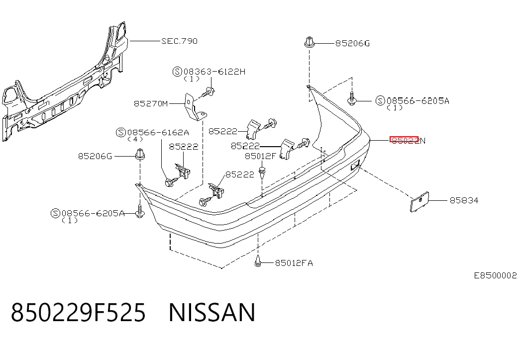 Буфер (бампер) задній на Nissan Primera  P11
