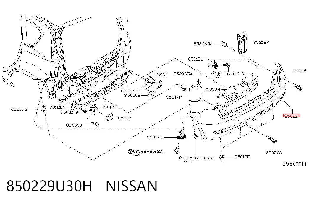 Кожух бампера заднього Nissan Note мінівен (E11) (2006 - 2012) ціна, від 76.02 USD