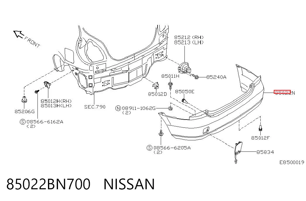 Буфер (бампер) задній на Nissan Almera II N16