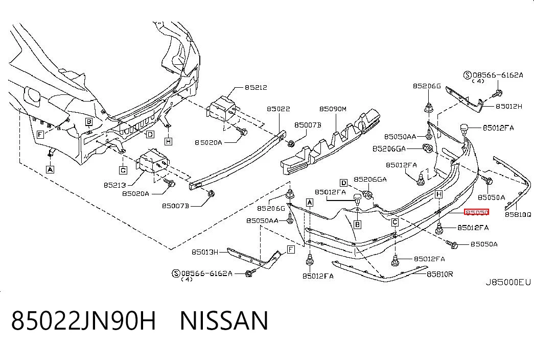 Буфер (бампер) задній на Nissan Teana  J32