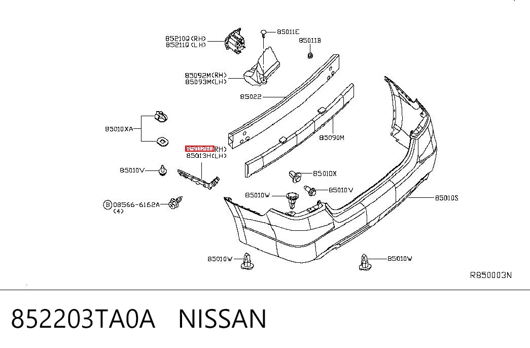 852203TA0A Nissan/Infiniti Кронштейн бампера заднього, правий
