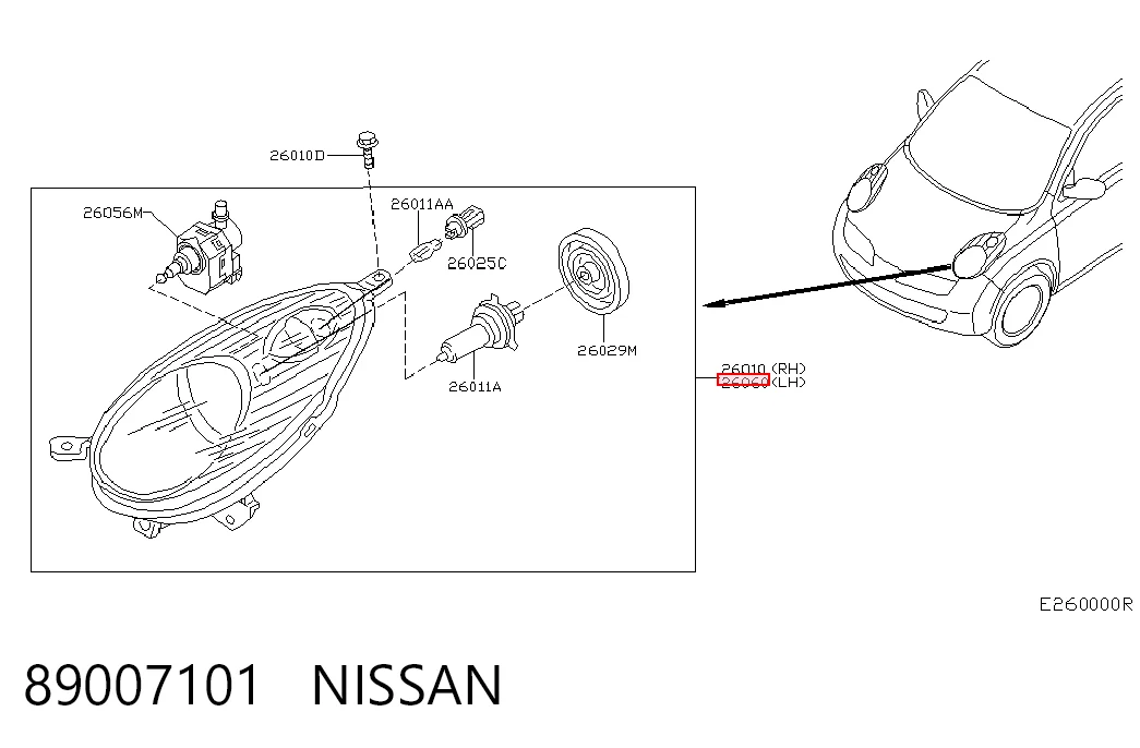Фари Nissan Micra хетчбек (K12) (2002 - 2010) ціна, від 66.28 USD