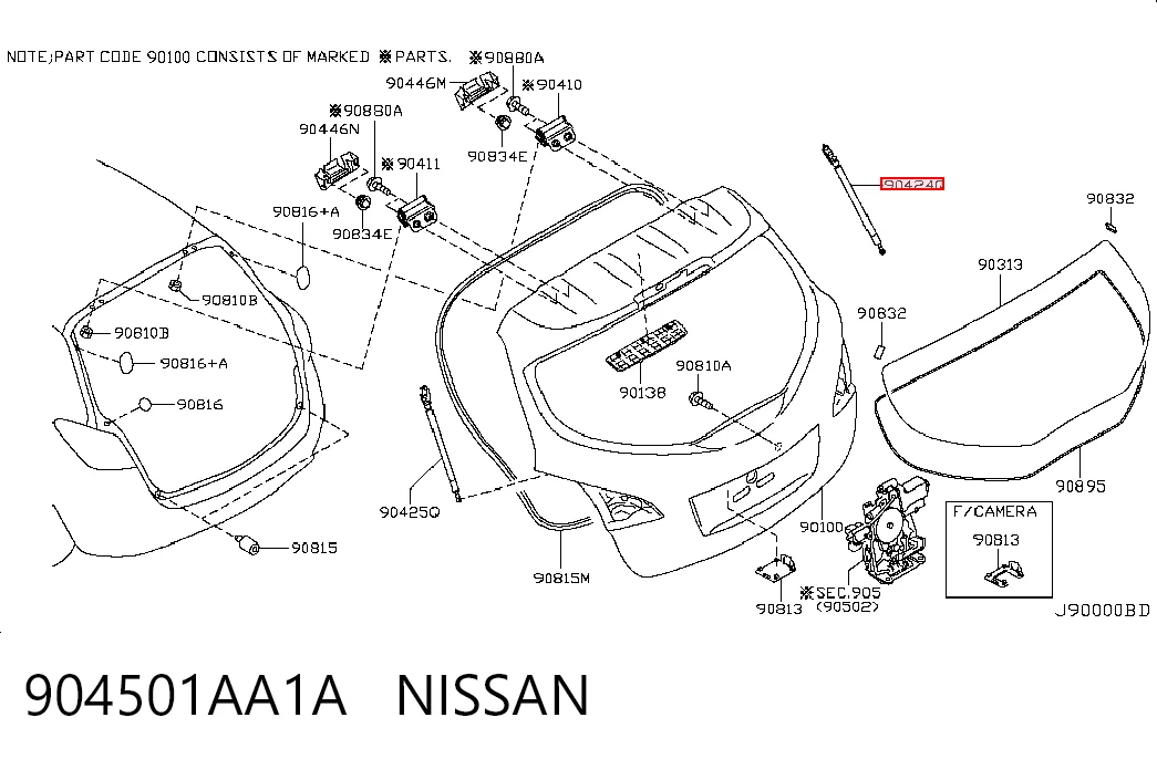 Амортизатор кришки багажника / двері 3/5-ї задньої на Nissan Murano  Z51