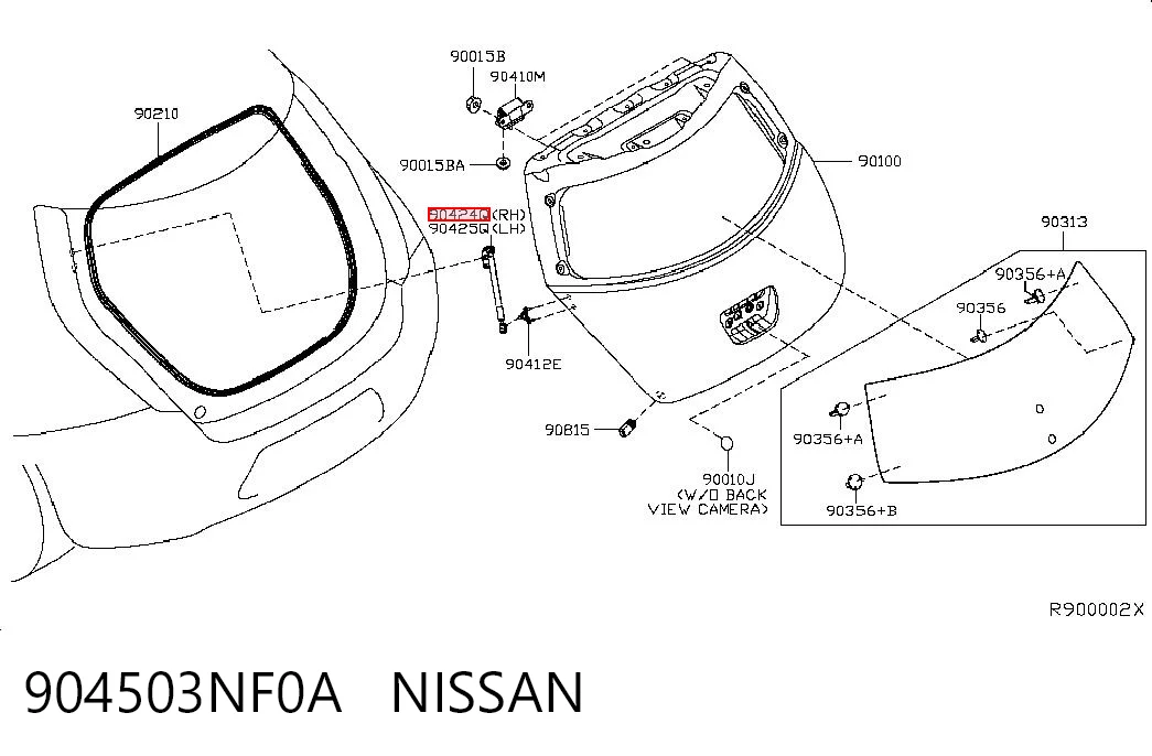 904503NF0A Nissan/Infiniti Амортизатор кришки багажника / двері 3/5-ї задньої