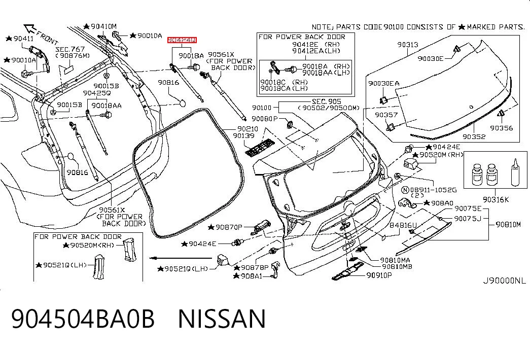 904504BA0B Nissan/Infiniti Амортизатор кришки багажника / двері 3/5-ї задньої