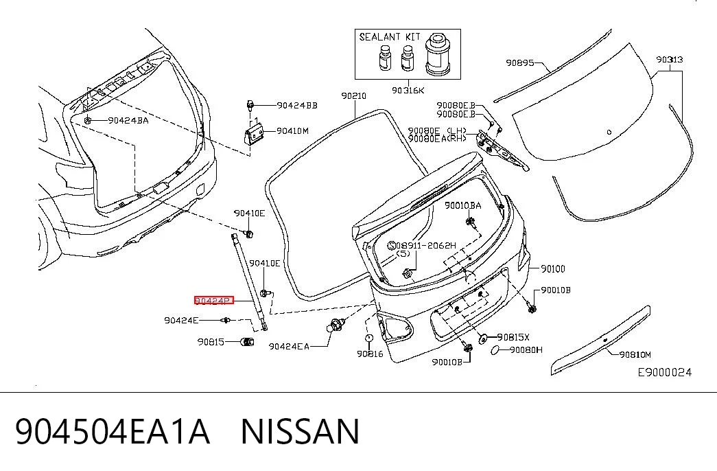  Амортизатор багажника Nissan Qashqai 2