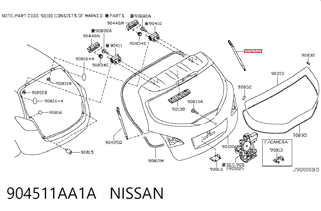 Амортизатор двері задньої Nissan Murano позашляховик (Z51) (2007 - 2014) ціна, від 16.59 USD