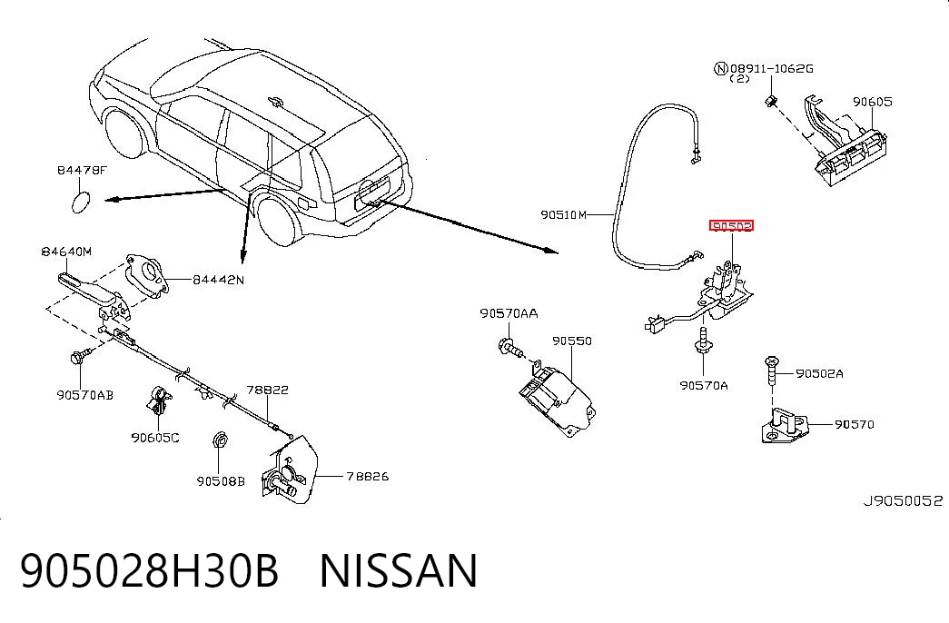 Замок дверей багажника Nissan X-Trail позашляховик (T30) (2001 - 2007) ціна, від 42.52 USD