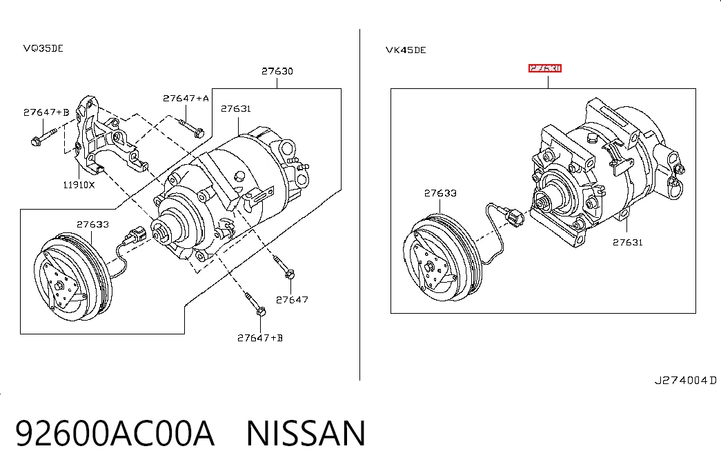 92600AC00A Nissan/Infiniti Компресор холодоагенту