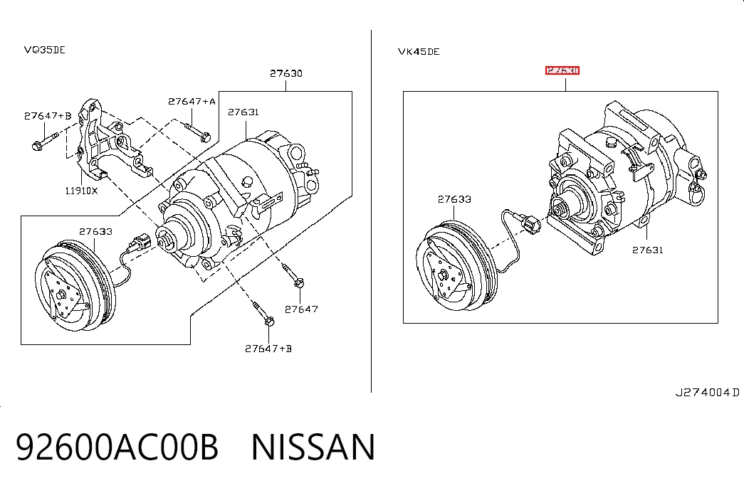 92600AC00B Nissan/Infiniti Компресор холодоагенту