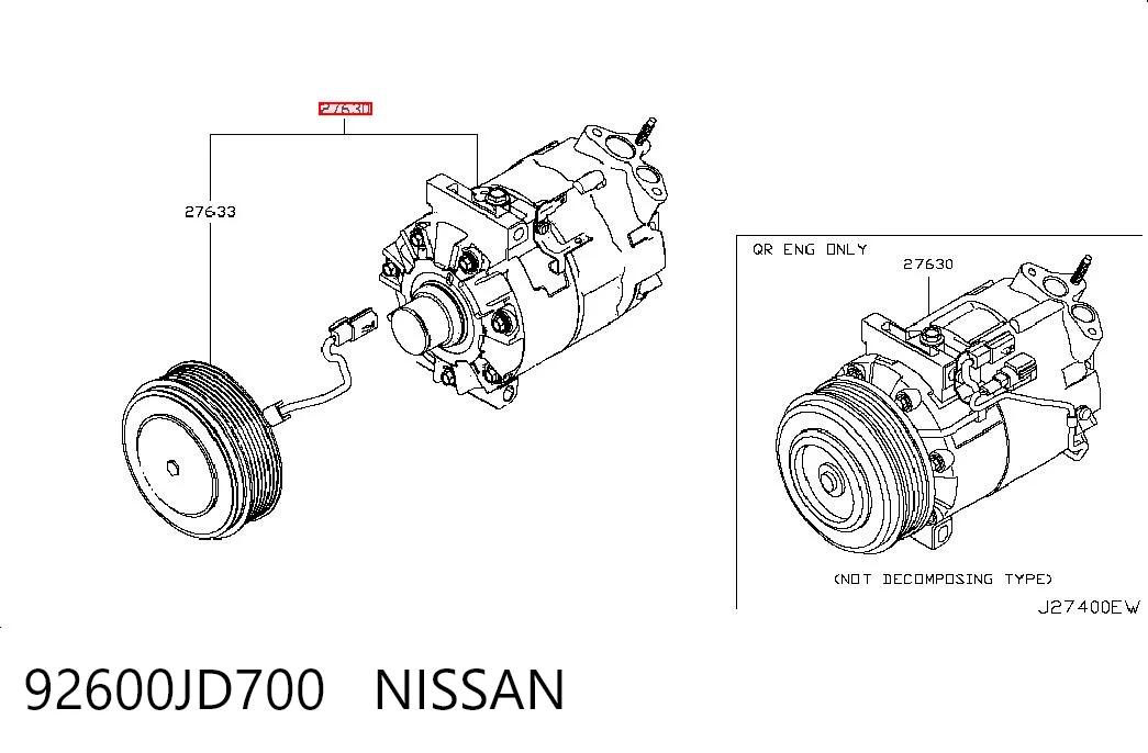 92600JD700 Nissan/Infiniti Компресор холодоагенту
