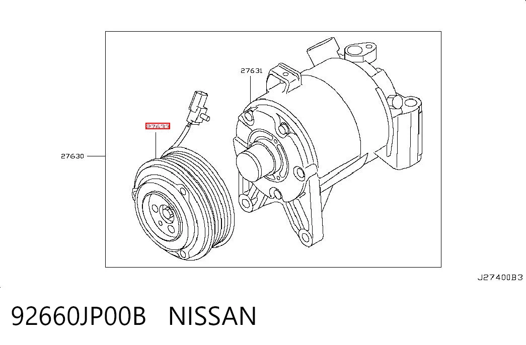 Привід компресора системи опалення на Nissan Teana  J32