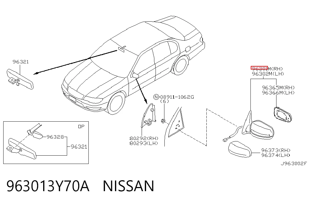 Праве дзеркало заднього виду на Nissan Maxima  A33