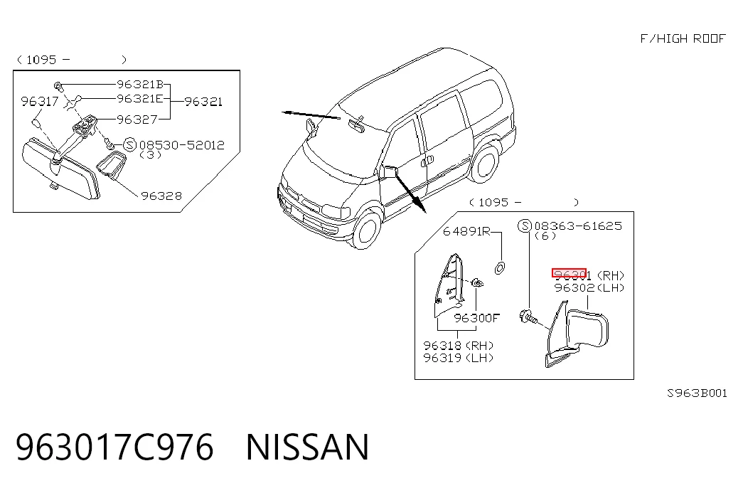 Праве бічне дзеркало Nissan Vanette CARGO фургон (C23) (1995 - 2001) ціна, від 41.48 USD