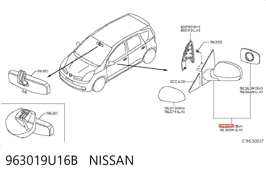Купити Дзеркало праве Nissan Note  E11