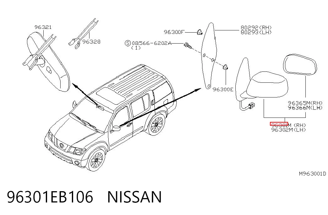 Праве бічне дзеркало Nissan Navara NP300 III пікап (D40) (2004 - 2015) ціна, від 76.02 USD