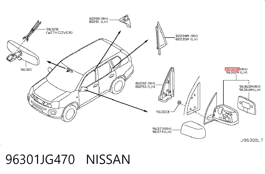 Праве бічне дзеркало Nissan X-Trail позашляховик (T31) (2007 - 2014) ціна, від 114.51 USD