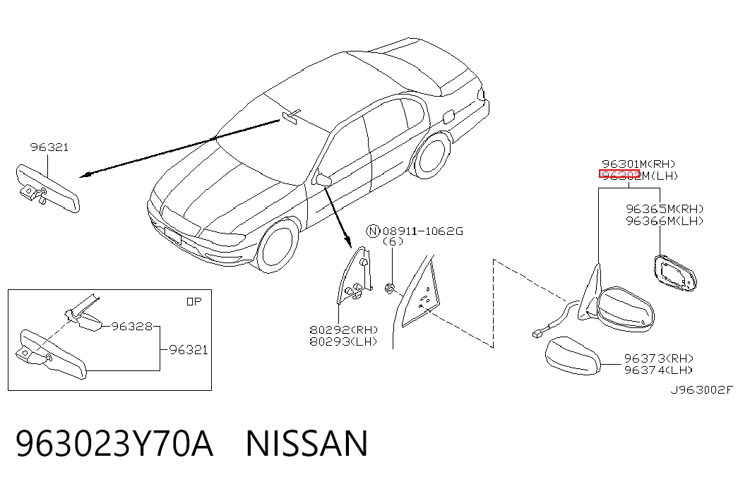 Дзеркало заднього виду, ліве на Nissan Maxima  A33