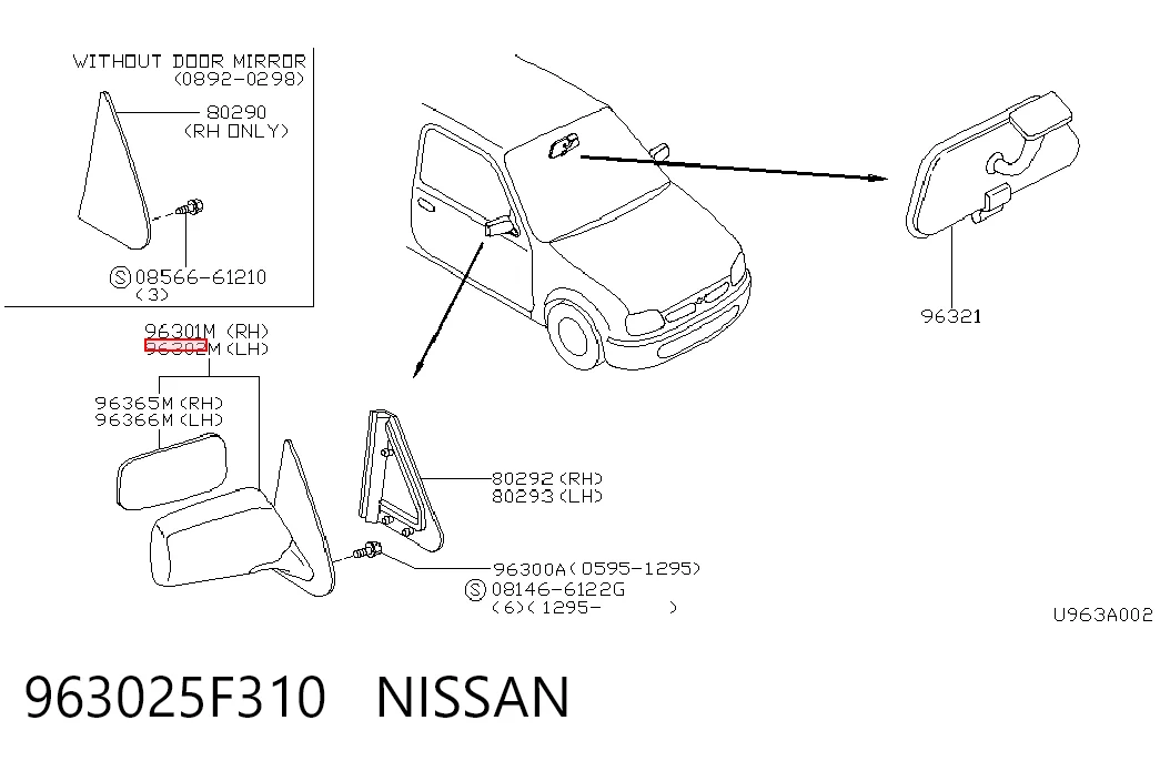  Ліве бокове дзеркало Nissan Micra 