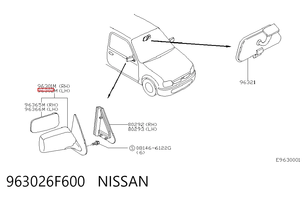 Дзеркало ліве Nissan Micra 