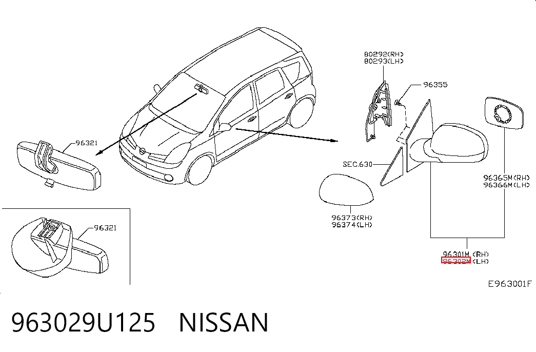 Ліве бічне дзеркало Nissan Note мінівен (E11) (2006 - 2012) ціна, від 85.89 USD