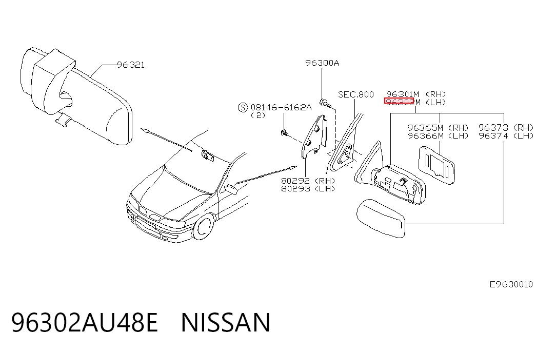  Ліве бокове дзеркало Nissan Primera 