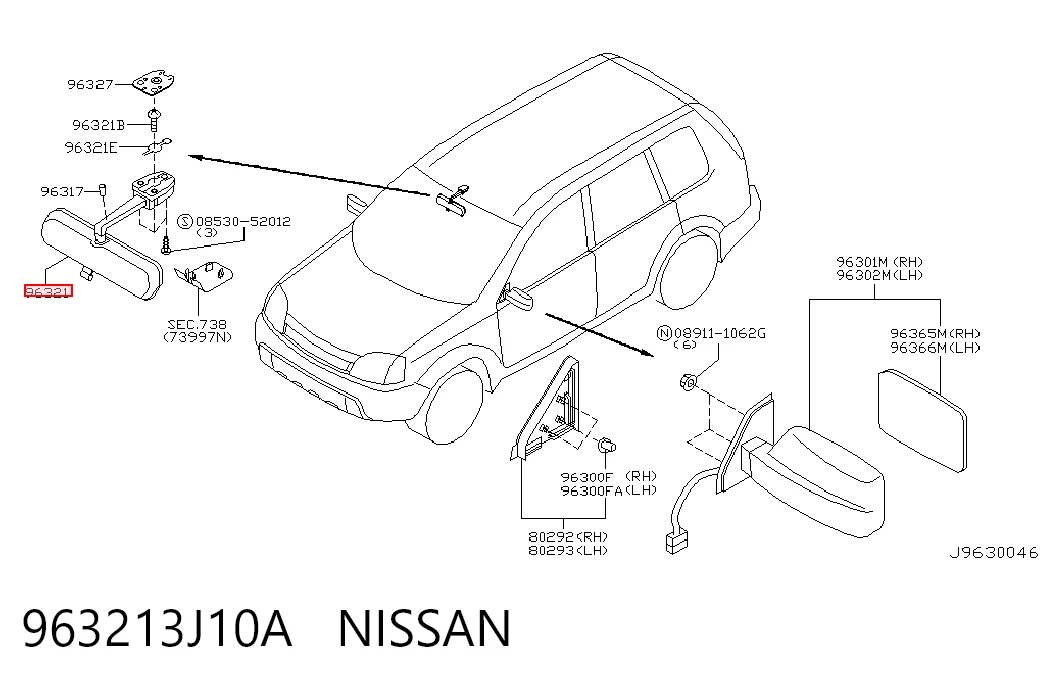 Салоне дзеркало заднього виду на Nissan X-Trail  T30