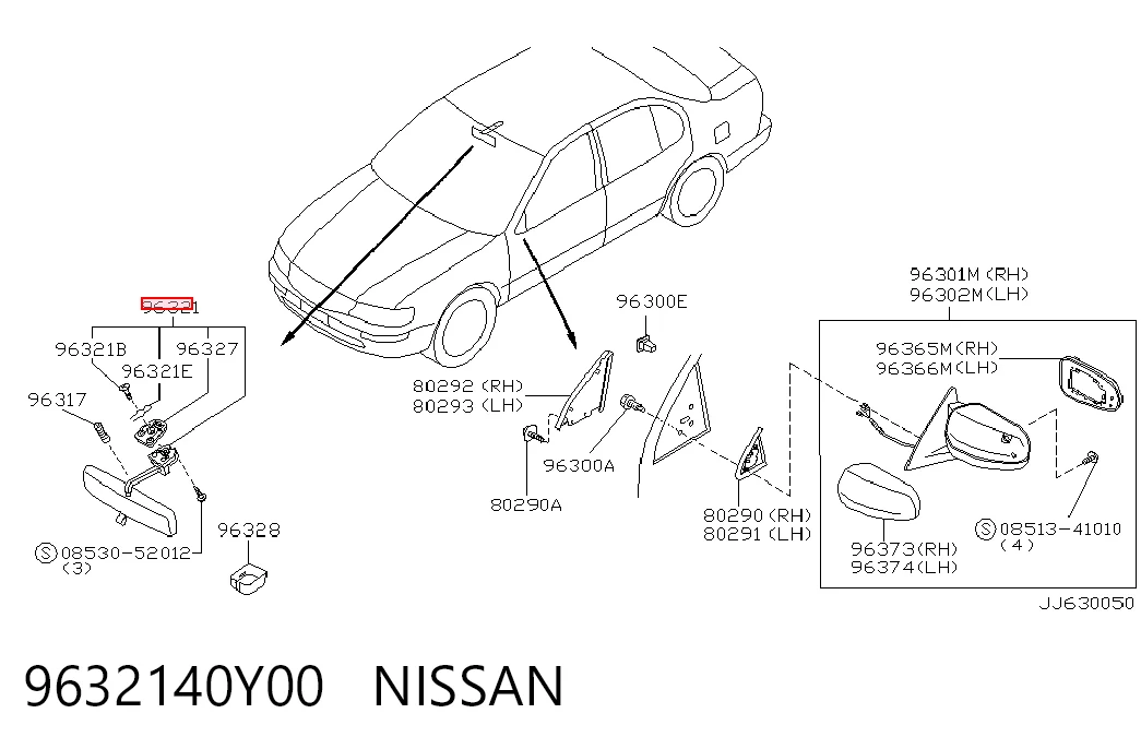 Салоне дзеркало заднього виду на Nissan Maxima  A32