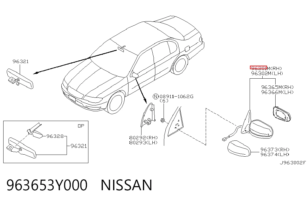 Праве бічне дзеркало Nissan Maxima седан (A33) (2000 - 2006) ціна, від 61.81 USD