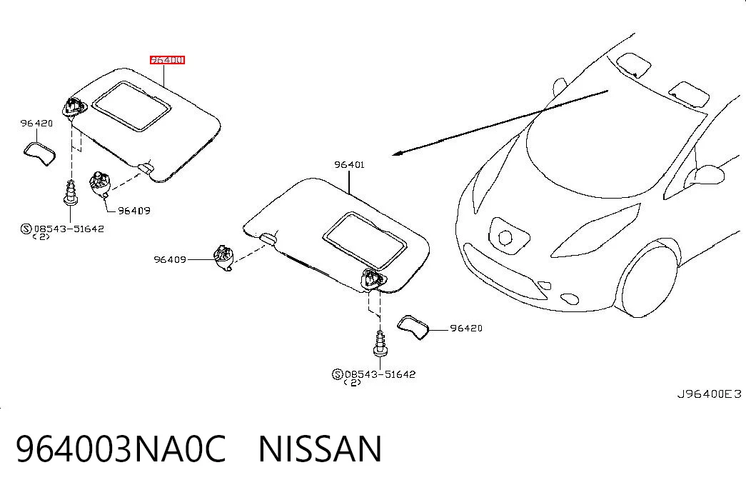 Козирок протисонячний на Nissan LEAF I ZE0