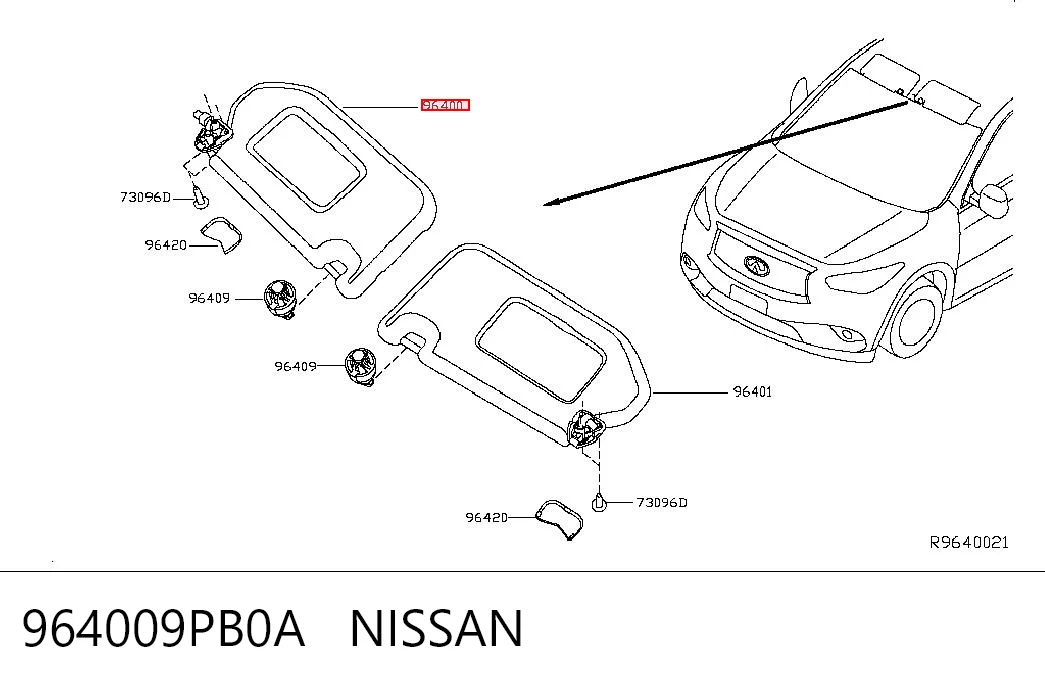 964009PB0A Nissan/Infiniti Козирок протисонячний