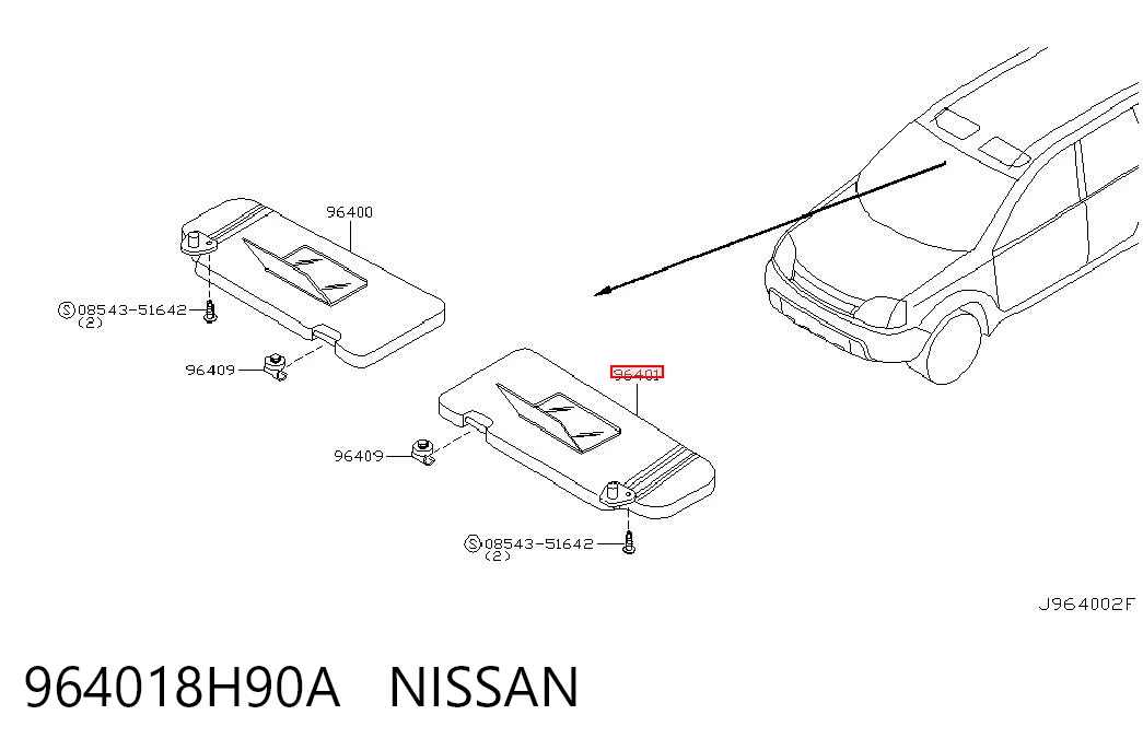 Козирок сонцезахисний автомобіля Nissan X-Trail позашляховик (T30) (2001 - 2007) ціна, від 7.60 USD