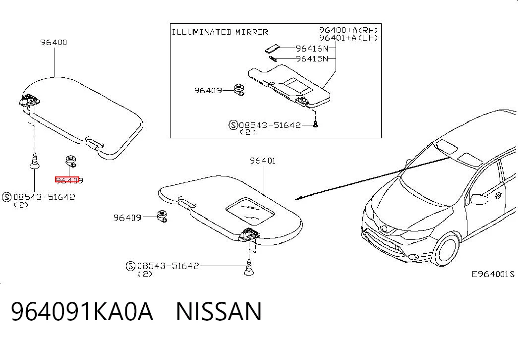 964091KA0A Nissan/Infiniti Фіксатор сонцезахисного козирка