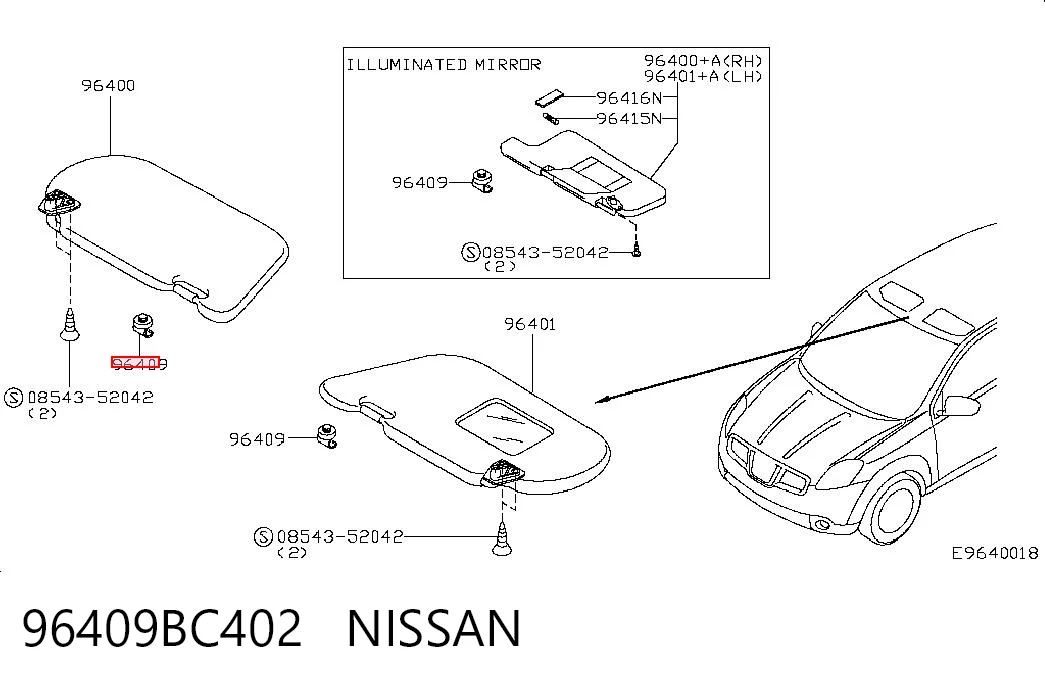 96409BC402 Nissan/Infiniti Фіксатор сонцезахисного козирка