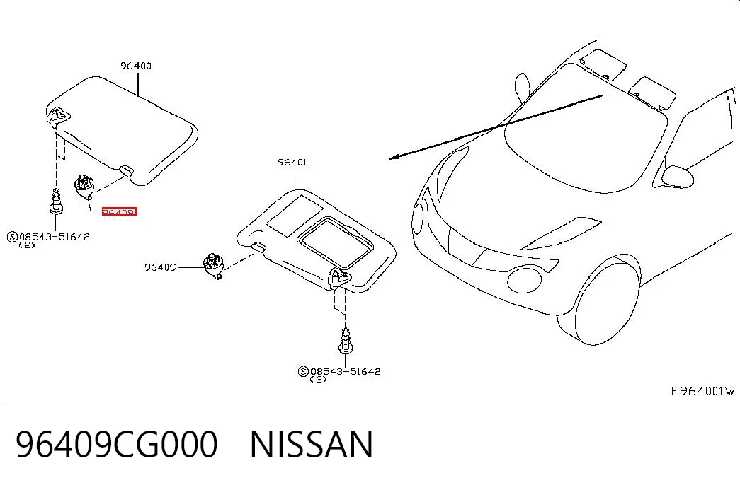 96409CG000 Nissan/Infiniti Козирок протисонячний