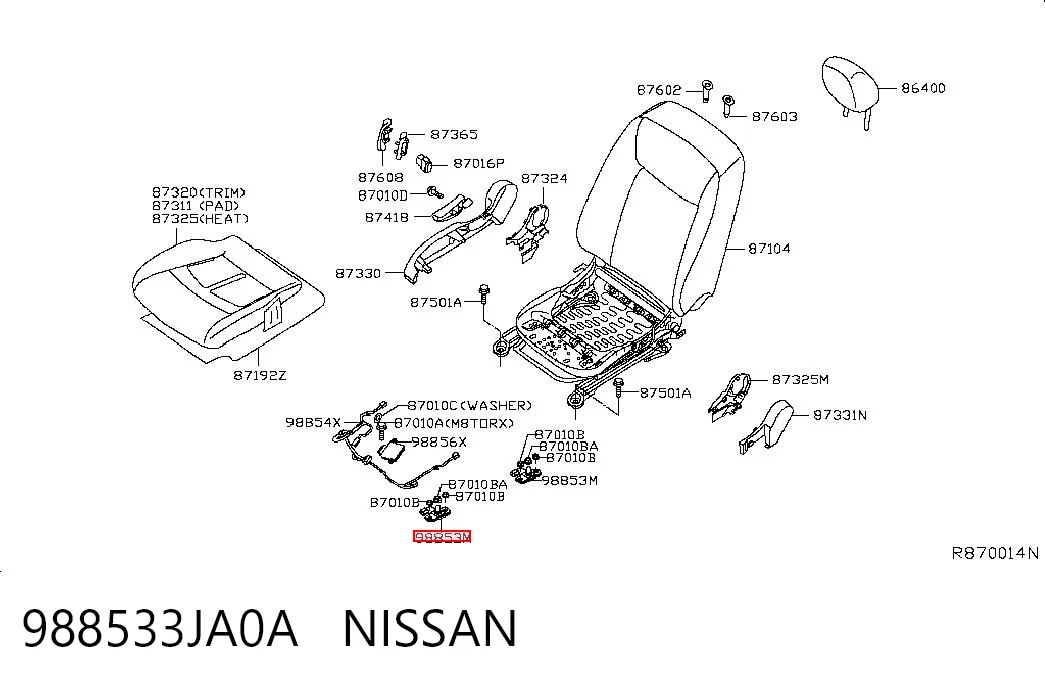 988533JA0A Nissan/Infiniti Датчик зайнятості сидіння