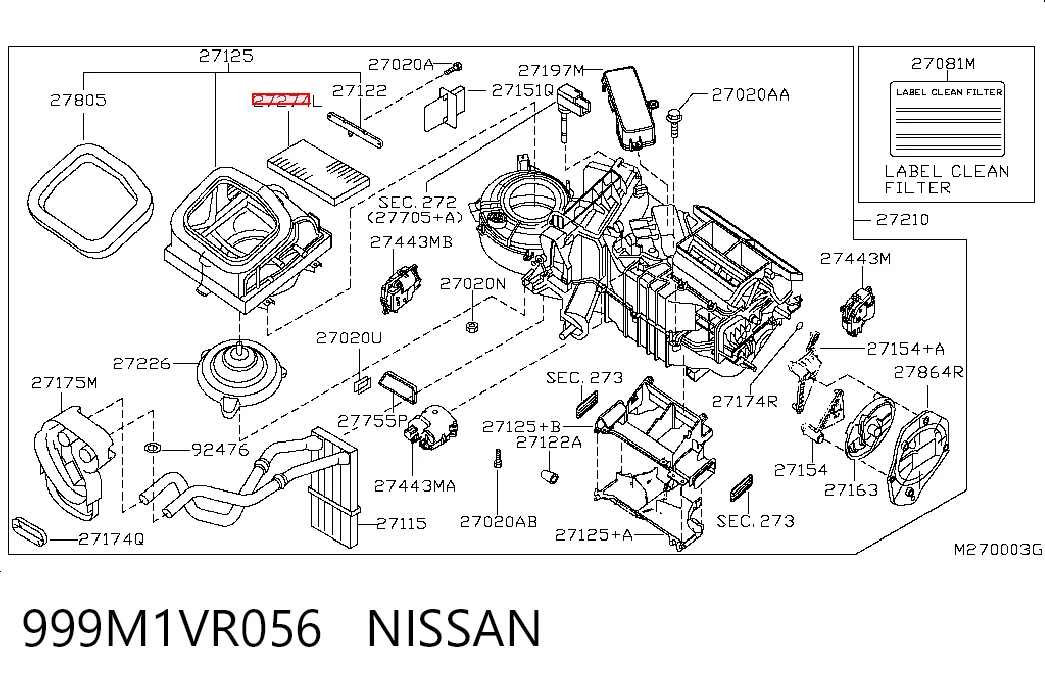 Повітряний фільтр салону Nissan Pathfinder 