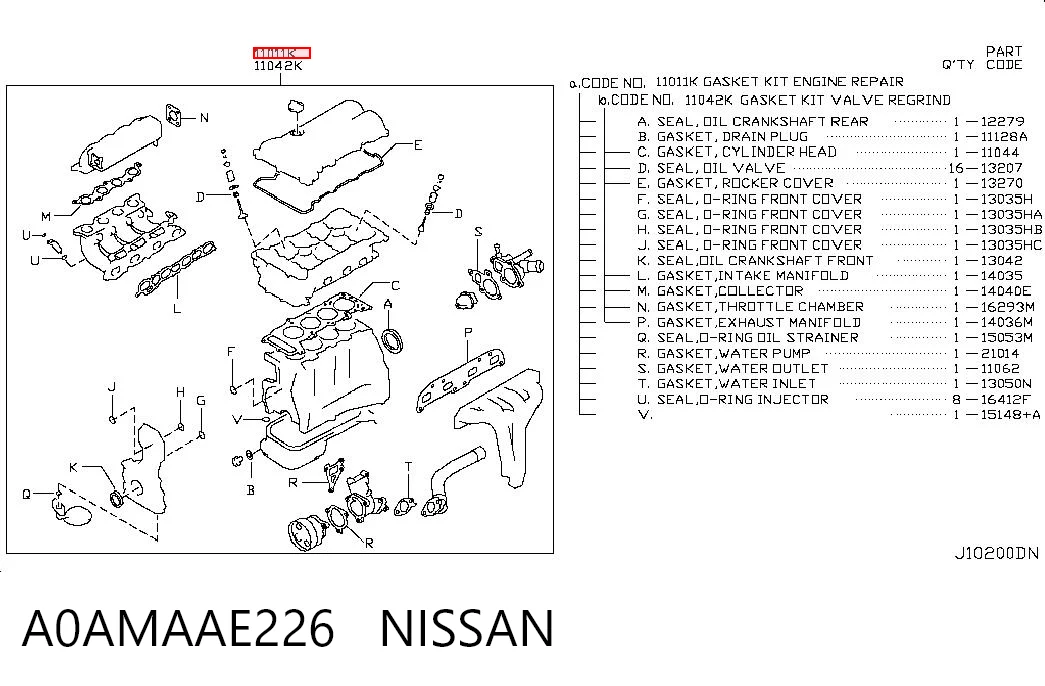  Комплект прокладок Nissan X-Trail 