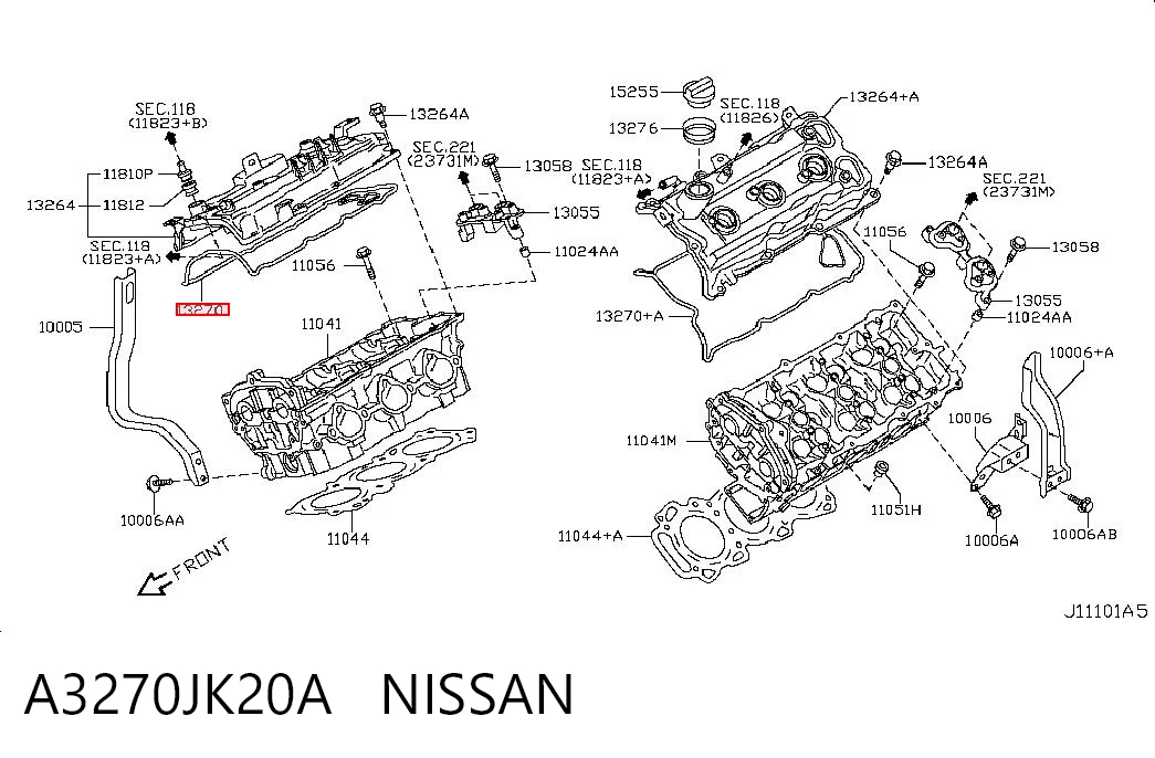 A3270JK20A Nissan/Infiniti Прокладка клапанної кришки двигуна, права