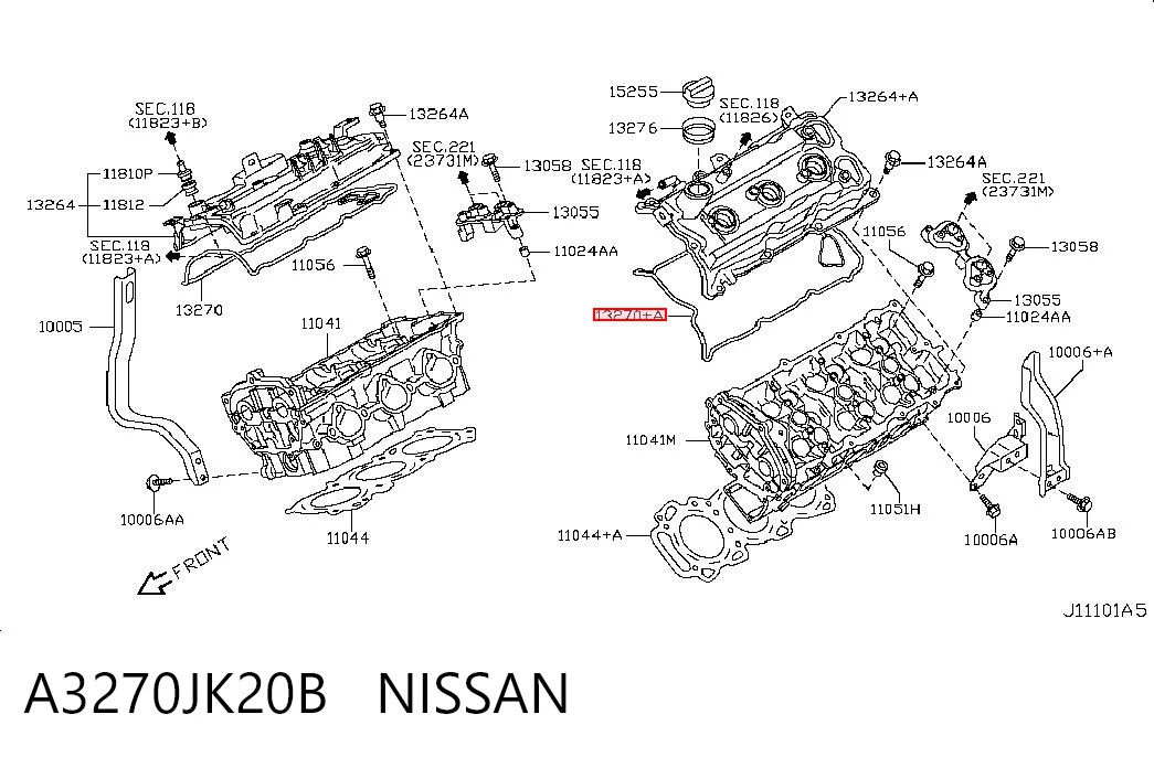 A3270JK20B Nissan/Infiniti Прокладка клапанної кришки двигуна, ліва